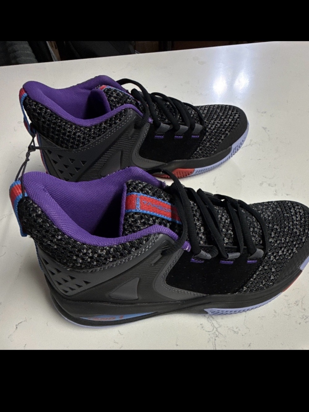 AND1 Men's Mid Top Lace Up Athletic Sneakers Black Purple Red Blue